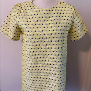 Yellow and Blue Patterned Short Sleeve Top